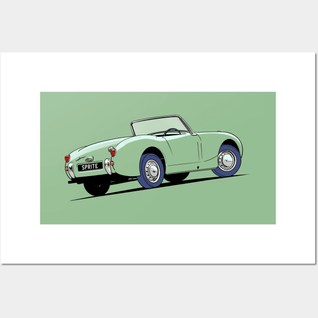 Austin Healey 'bug eye' Sprite in green Wall Art by Webazoot